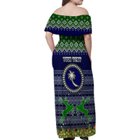 Personalised Chuuk State Christmas Family Matching Off Shoulder Maxi Dress and Hawaiian Shirt Coat of Arms Beautiful Merry Xmas Snowflake LT03 - Polynesian Pride