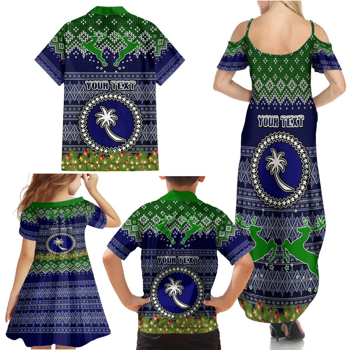 Personalised Chuuk State Christmas Family Matching Summer Maxi Dress and Hawaiian Shirt Coat of Arms Beautiful Merry Xmas Snowflake LT03 - Polynesian Pride