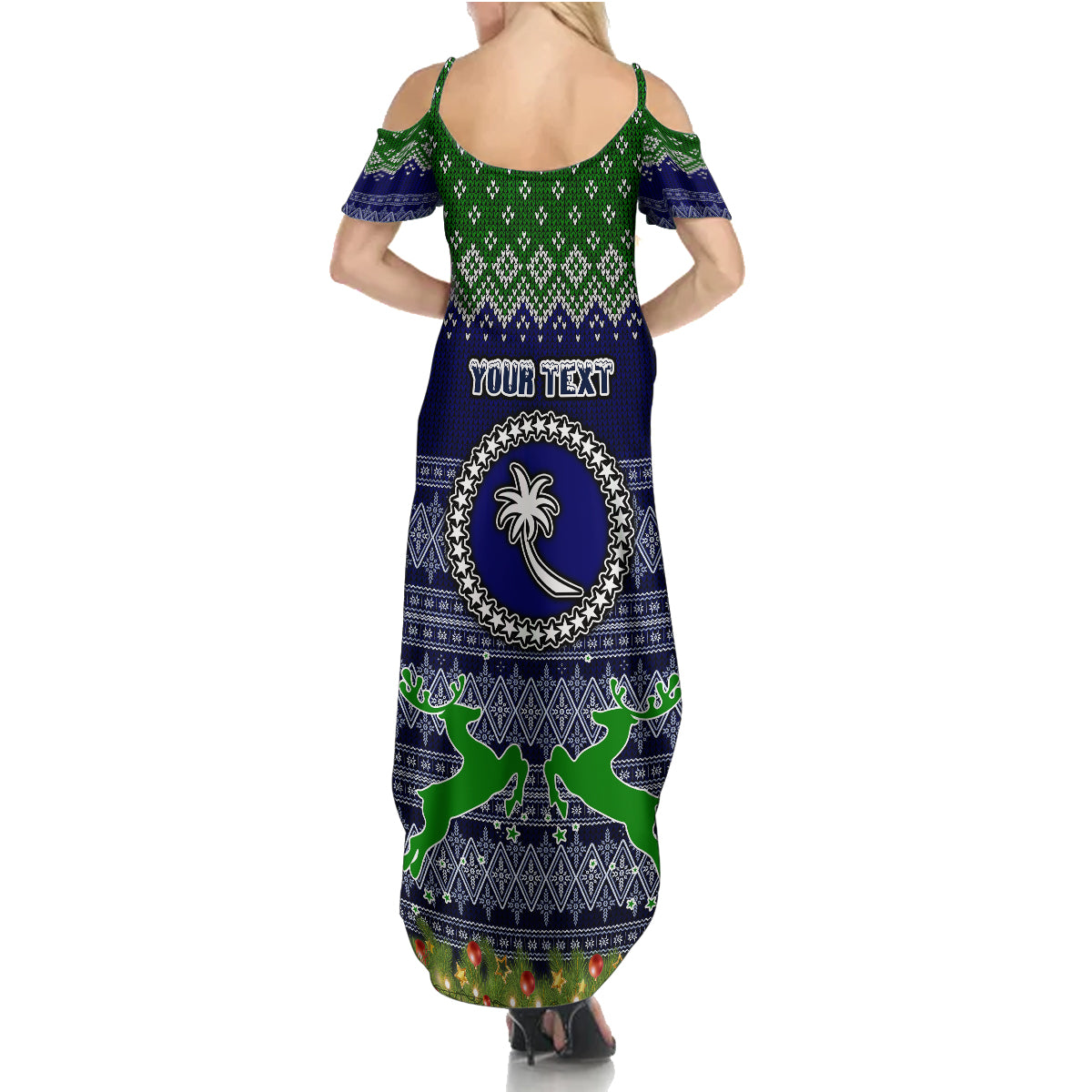 Personalised Chuuk State Christmas Family Matching Summer Maxi Dress and Hawaiian Shirt Coat of Arms Beautiful Merry Xmas Snowflake LT03 - Polynesian Pride
