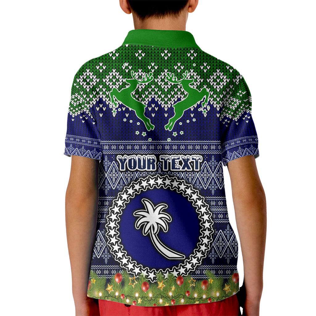 Personalised Chuuk State Christmas Kid Polo Shirt Coat of Arms Beautiful Merry Xmas Snowflake LT03 - Polynesian Pride