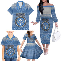 Kosrae Christmas Family Matching Off Shoulder Long Sleeve Dress and Hawaiian Shirt Coat of Arms Beautiful Merry Xmas Snowflake LT03 - Polynesian Pride