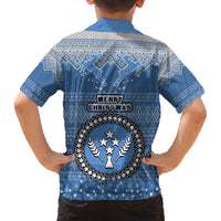 Kosrae Christmas Family Matching Off Shoulder Short Dress and Hawaiian Shirt Coat of Arms Beautiful Merry Xmas Snowflake LT03 - Polynesian Pride