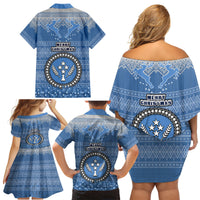 Kosrae Christmas Family Matching Off Shoulder Short Dress and Hawaiian Shirt Coat of Arms Beautiful Merry Xmas Snowflake LT03 - Polynesian Pride