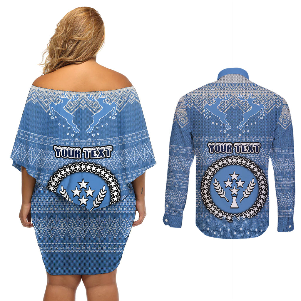personalised-kosrae-christmas-couples-matching-off-shoulder-short-dress-and-long-sleeve-button-shirts-coat-of-arms-beautiful-merry-xmas-snowflake