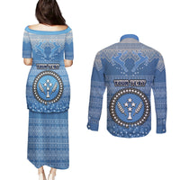 personalised-kosrae-christmas-couples-matching-puletasi-dress-and-long-sleeve-button-shirts-coat-of-arms-beautiful-merry-xmas-snowflake