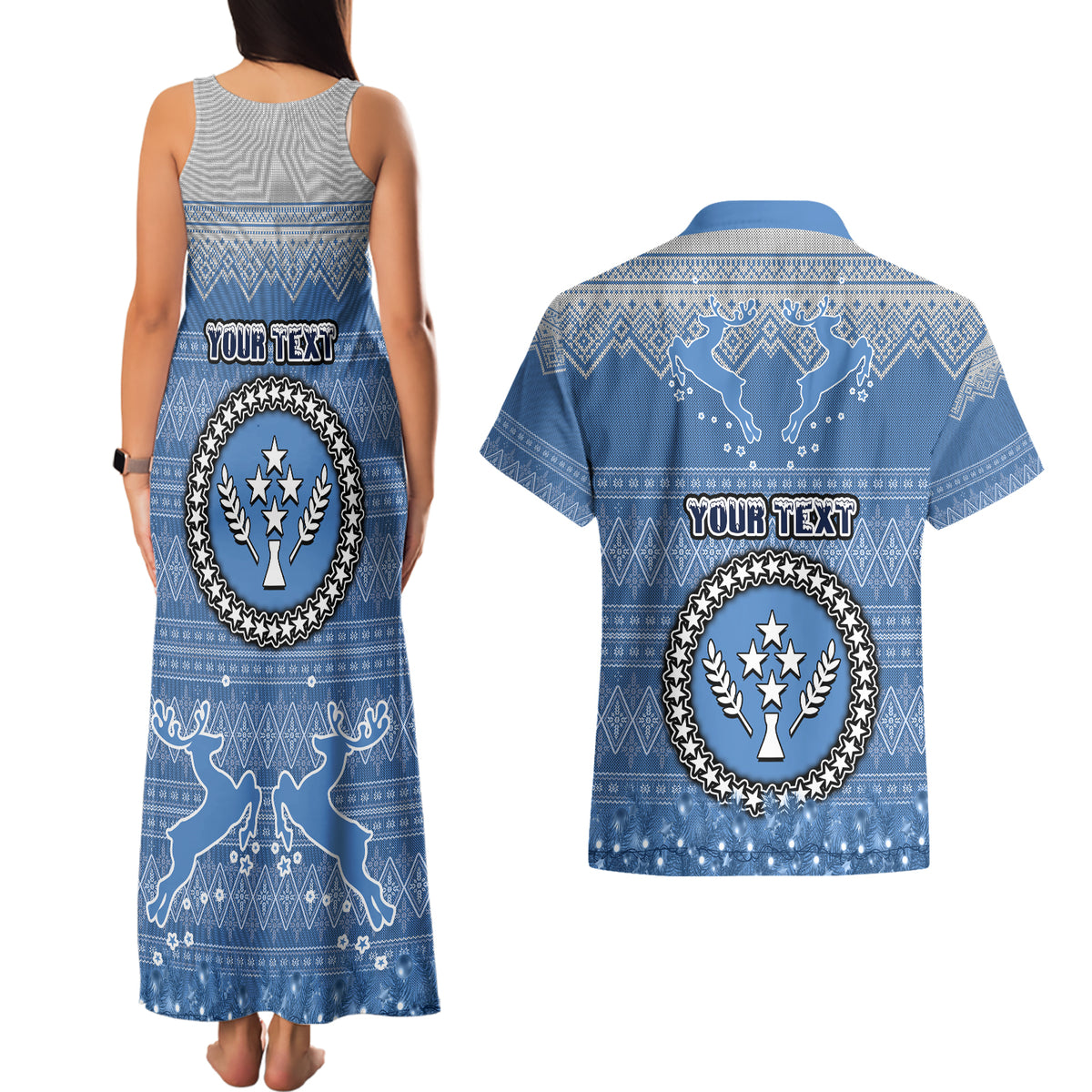 personalised-kosrae-christmas-couples-matching-tank-maxi-dress-and-hawaiian-shirt-coat-of-arms-beautiful-merry-xmas-snowflake