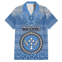 Personalised Kosrae Christmas Family Matching Long Sleeve Bodycon Dress and Hawaiian Shirt Coat of Arms Beautiful Merry Xmas Snowflake LT03 Dad's Shirt - Short Sleeve Blue - Polynesian Pride