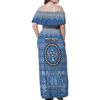 Personalised Kosrae Christmas Family Matching Off Shoulder Maxi Dress and Hawaiian Shirt Coat of Arms Beautiful Merry Xmas Snowflake LT03 - Polynesian Pride