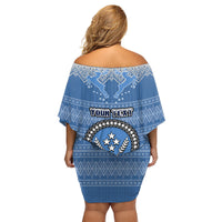 Personalised Kosrae Christmas Family Matching Off Shoulder Short Dress and Hawaiian Shirt Coat of Arms Beautiful Merry Xmas Snowflake LT03 - Polynesian Pride