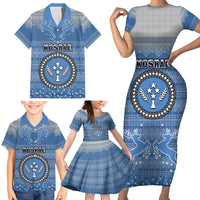 Personalised Kosrae Christmas Family Matching Short Sleeve Bodycon Dress and Hawaiian Shirt Coat of Arms Beautiful Merry Xmas Snowflake LT03 - Polynesian Pride