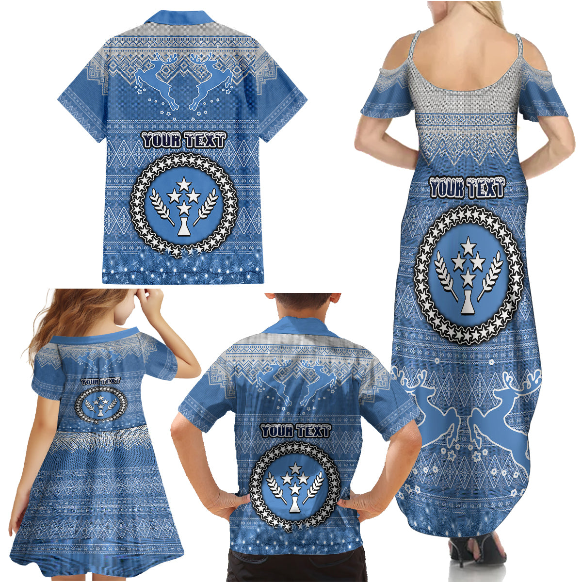 Personalised Kosrae Christmas Family Matching Summer Maxi Dress and Hawaiian Shirt Coat of Arms Beautiful Merry Xmas Snowflake LT03 - Polynesian Pride
