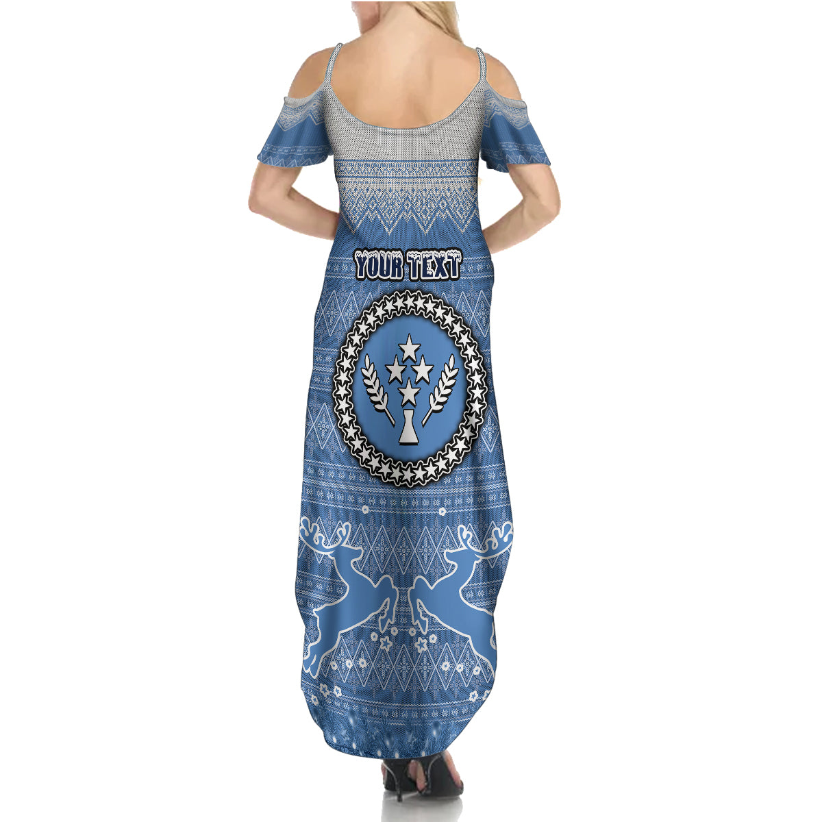 Personalised Kosrae Christmas Family Matching Summer Maxi Dress and Hawaiian Shirt Coat of Arms Beautiful Merry Xmas Snowflake LT03 - Polynesian Pride