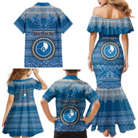 Personalised Yap Christmas Family Matching Mermaid Dress and Hawaiian Shirt Coat of Arms Beautiful Merry Xmas Snowflake LT03 - Polynesian Pride