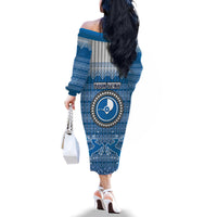 Personalised Yap Christmas Family Matching Off Shoulder Long Sleeve Dress and Hawaiian Shirt Coat of Arms Beautiful Merry Xmas Snowflake LT03 - Polynesian Pride
