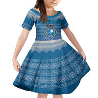 Personalised Yap Christmas Family Matching Summer Maxi Dress and Hawaiian Shirt Coat of Arms Beautiful Merry Xmas Snowflake LT03 Daughter's Dress Blue - Polynesian Pride