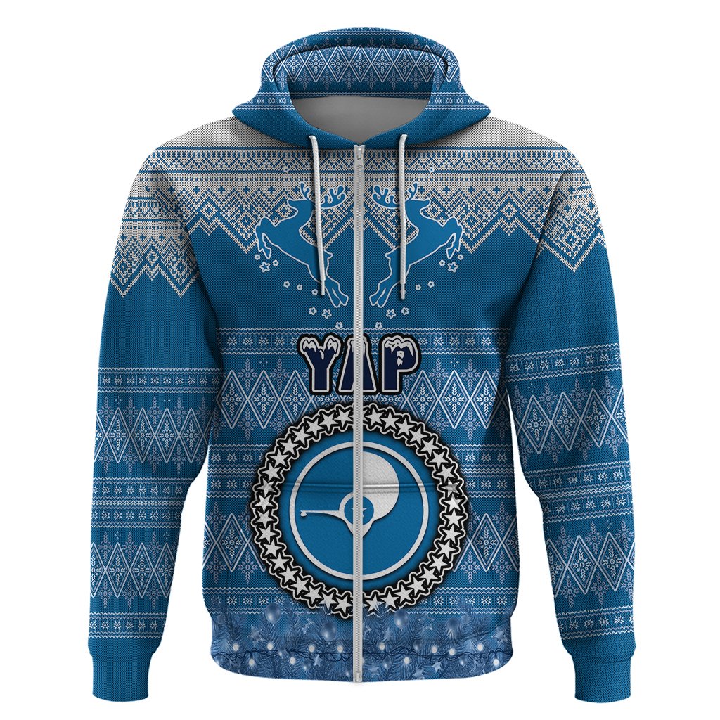 Personalised Yap Christmas Hoodie Coat of Arms Beautiful Merry Xmas Snowflake LT03 - Polynesian Pride