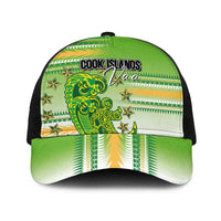 Cook Islands Va'a Race Baseball Net Cap Te Tatau Tattoos Sporty Style Green-White Color - Polynesian Pride