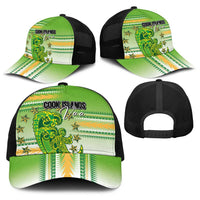 Cook Islands Va'a Race Baseball Net Cap Te Tatau Tattoos Sporty Style Green-White Color - Polynesian Pride