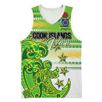 Personalised Cook Islands Va'a Race Basketball Jersey Te Tatau Tattoos Sporty Style Green-White Color LT03 Unisex Green - Polynesian Pride