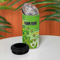 Personalised Cook Islands Va'a Race 4 in 1 Can Cooler Tumbler Te Tatau Tattoos Sporty Style Green-White Color LT03 - Polynesian Pride