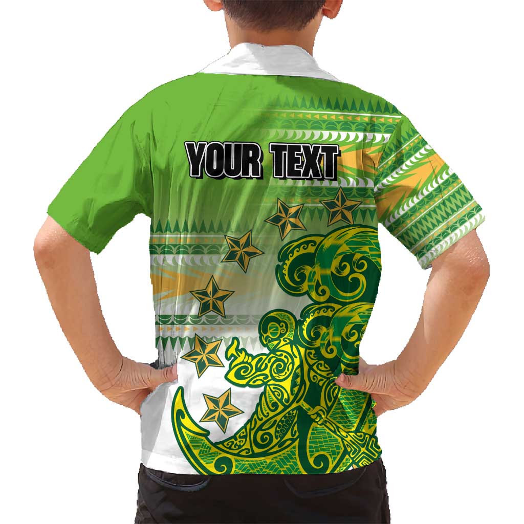 Personalised Cook Islands Va'a Race Family Matching Long Sleeve Bodycon Dress and Hawaiian Shirt Te Tatau Tattoos Sporty Style Green-White Color LT03 - Polynesian Pride