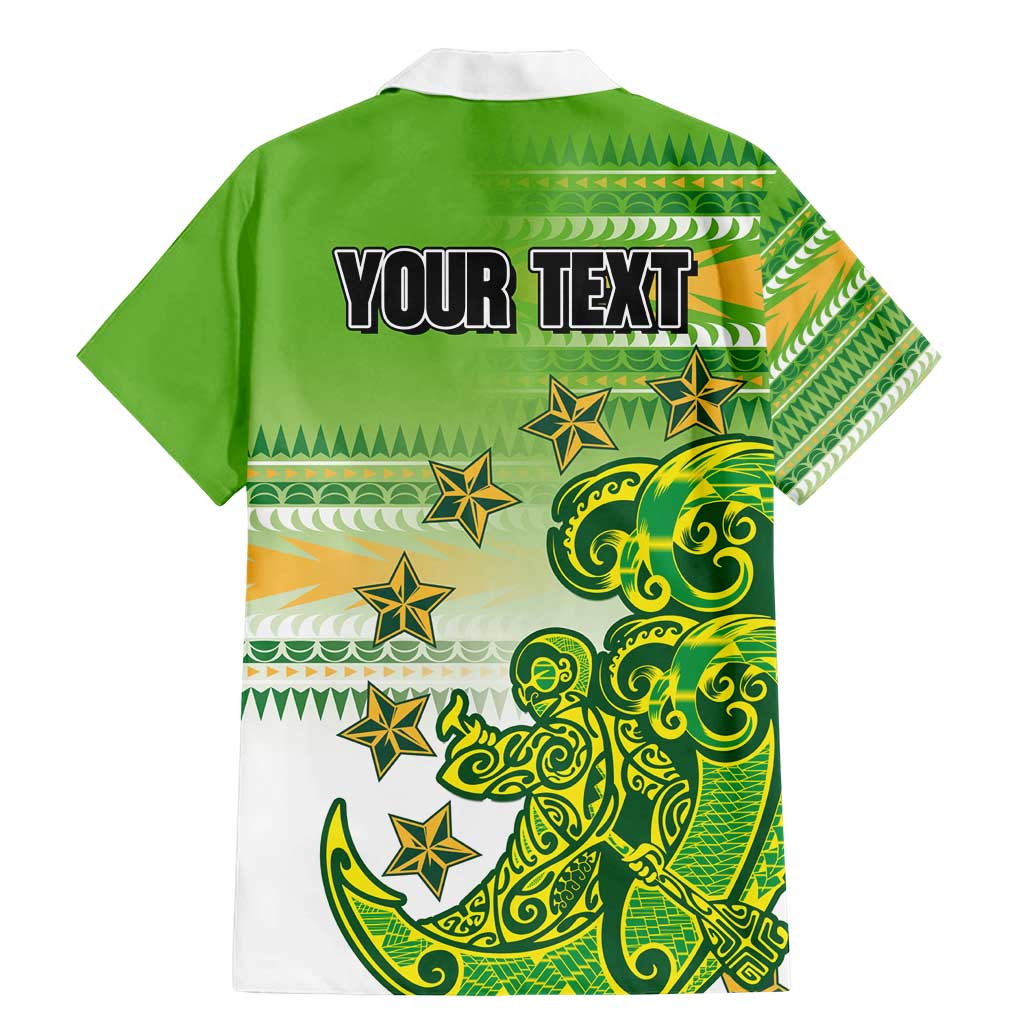 Personalised Cook Islands Va'a Race Family Matching Mermaid Dress and Hawaiian Shirt Te Tatau Tattoos Sporty Style Green-White Color LT03 - Polynesian Pride