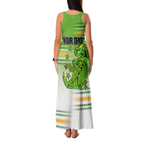 Personalised Cook Islands Va'a Race Family Matching Tank Maxi Dress and Hawaiian Shirt Te Tatau Tattoos Sporty Style Green-White Color LT03 - Polynesian Pride
