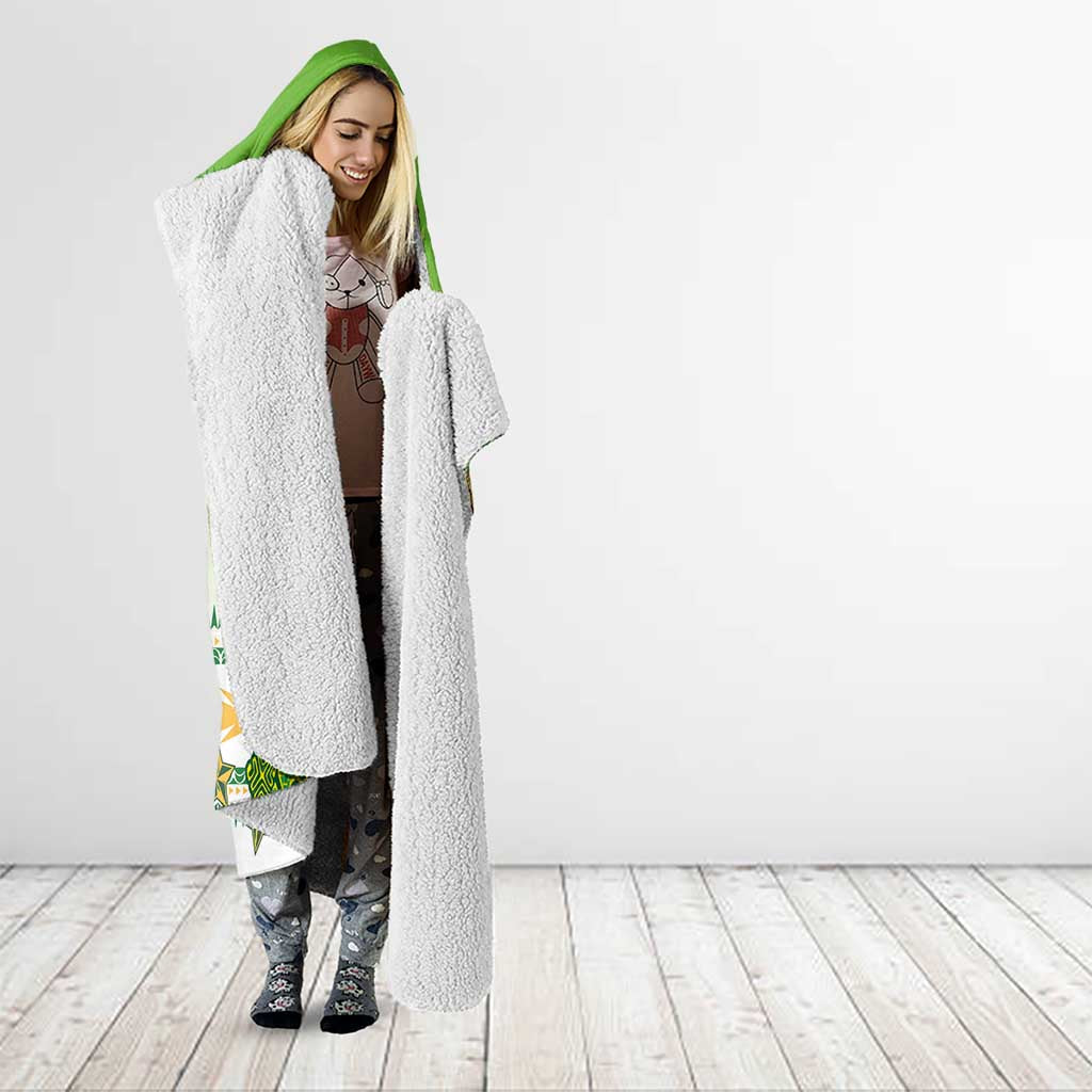 Cook Islands Va'a Race Hooded Blanket Te Tatau Tattoos Sporty Style Green-White Color - Polynesian Pride