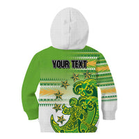 Personalised Cook Islands Va'a Race Kid Hoodie Te Tatau Tattoos Sporty Style Green-White Color LT03 - Polynesian Pride
