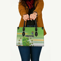 Cook Islands Va'a Race Leather Bag Te Tatau Tattoos Sporty Style Green-White Color - Polynesian Pride