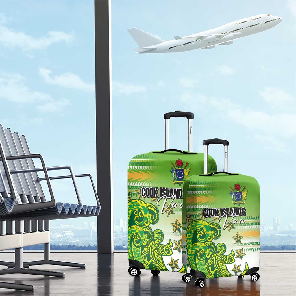 Cook Islands Va'a Race Luggage Cover Te Tatau Tattoos Sporty Style Green-White Color - Polynesian Pride