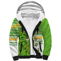 Personalised Cook Islands Va'a Race Sherpa Hoodie Te Tatau Tattoos Sporty Style Green-White Color LT03 Unisex Green - Polynesian Pride