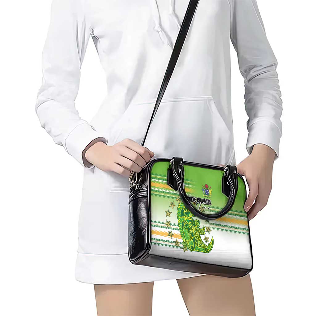 Cook Islands Va'a Race Shoulder Handbag Te Tatau Tattoos Sporty Style Green-White Color - Polynesian Pride