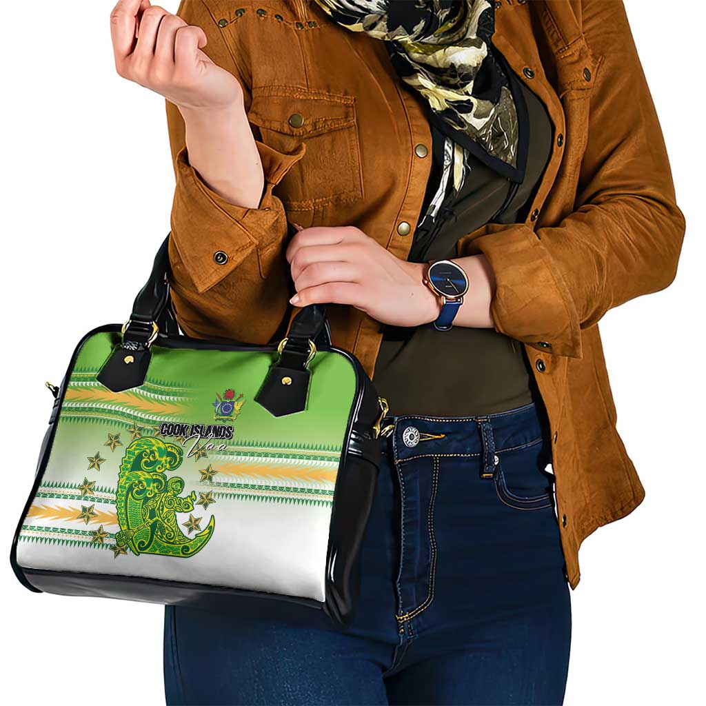 Cook Islands Va'a Race Shoulder Handbag Te Tatau Tattoos Sporty Style Green-White Color - Polynesian Pride