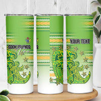 Personalised Cook Islands Va'a Race Skinny Tumbler Te Tatau Tattoos Sporty Style Green-White Color LT03 - Polynesian Pride