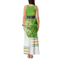 Personalised Cook Islands Va'a Race Tank Maxi Dress Te Tatau Tattoos Sporty Style Green-White Color LT03 - Polynesian Pride