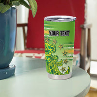 Personalised Cook Islands Va'a Race Tumbler Cup Te Tatau Tattoos Sporty Style Green-White Color - Polynesian Pride