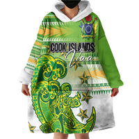 Personalised Cook Islands Va'a Race Wearable Blanket Hoodie Te Tatau Tattoos Sporty Style Green-White Color LT03 - Polynesian Pride