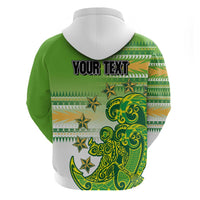 Personalised Cook Islands Va'a Race Zip Hoodie Te Tatau Tattoos Sporty Style Green-White Color LT03 - Polynesian Pride