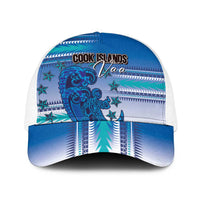 Cook Islands Va'a Race Baseball Net Cap Te Tatau Tattoos Sporty Style Light Blue Color - Polynesian Pride