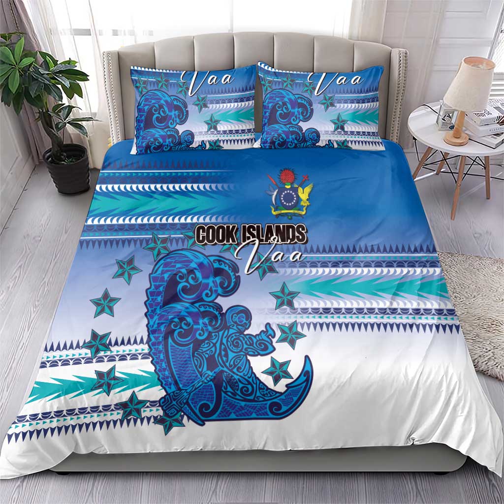Cook Islands Va'a Race Bedding Set Te Tatau Tattoos Sporty Style Light Blue Color LT03 - Polynesian Pride