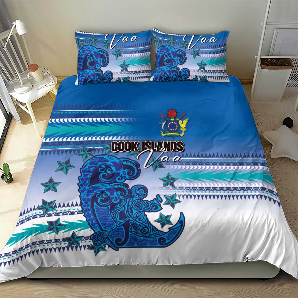 Cook Islands Va'a Race Bedding Set Te Tatau Tattoos Sporty Style Light Blue Color LT03 - Polynesian Pride