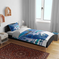 Cook Islands Va'a Race Bedding Set Te Tatau Tattoos Sporty Style Light Blue Color LT03 - Polynesian Pride