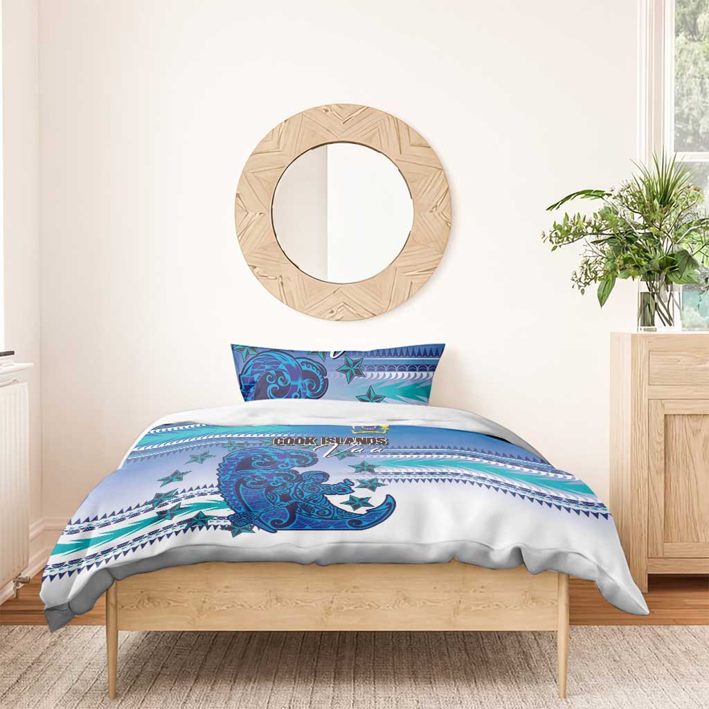 Cook Islands Va'a Race Bedding Set Te Tatau Tattoos Sporty Style Light Blue Color LT03 - Polynesian Pride
