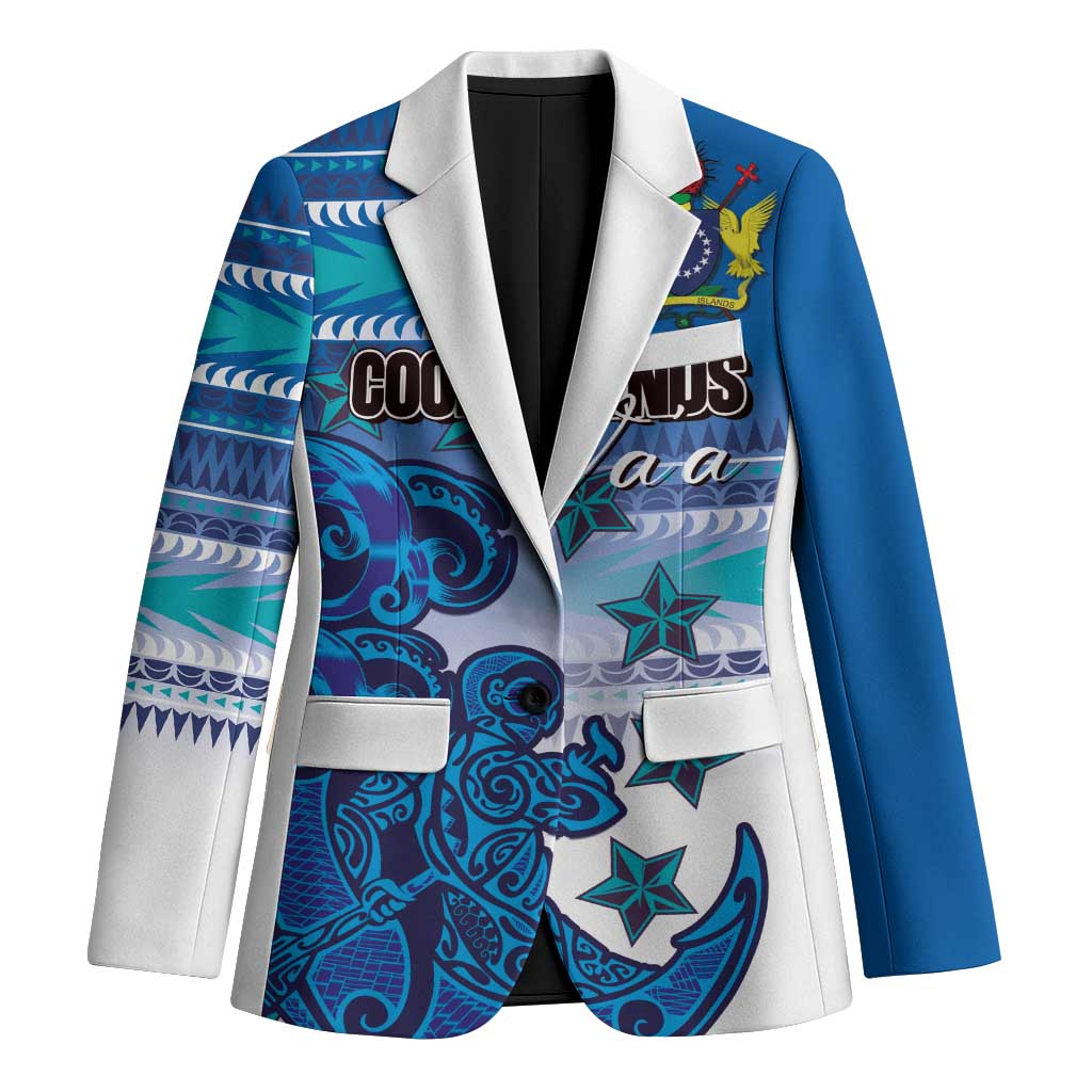 Personalised Cook Islands Va'a Race Blazer Te Tatau Tattoos Sporty Style Light Blue Color LT03 Unisex Blue - Polynesian Pride