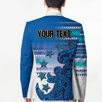 Personalised Cook Islands Va'a Race Blazer Te Tatau Tattoos Sporty Style Light Blue Color LT03 - Polynesian Pride