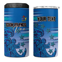 Personalised Cook Islands Va'a Race 4 in 1 Can Cooler Tumbler Te Tatau Tattoos Sporty Style Light Blue Color LT03 One Size: 16 oz Blue - Polynesian Pride