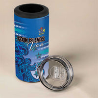Personalised Cook Islands Va'a Race 4 in 1 Can Cooler Tumbler Te Tatau Tattoos Sporty Style Light Blue Color LT03 - Polynesian Pride