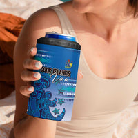 Personalised Cook Islands Va'a Race 4 in 1 Can Cooler Tumbler Te Tatau Tattoos Sporty Style Light Blue Color LT03 - Polynesian Pride