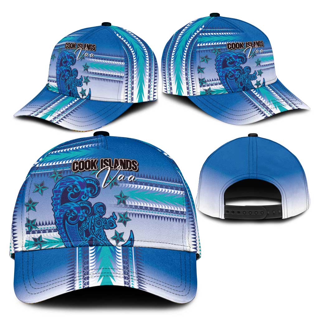 Cook Islands Va'a Race Classic Cap Te Tatau Tattoos Sporty Style Light Blue Color - Polynesian Pride